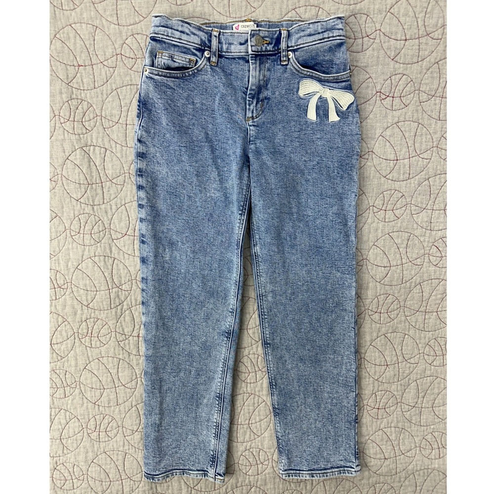 Crewcuts Jeans Blue Acid Wash Bow Embroidery / Girl's Size 12